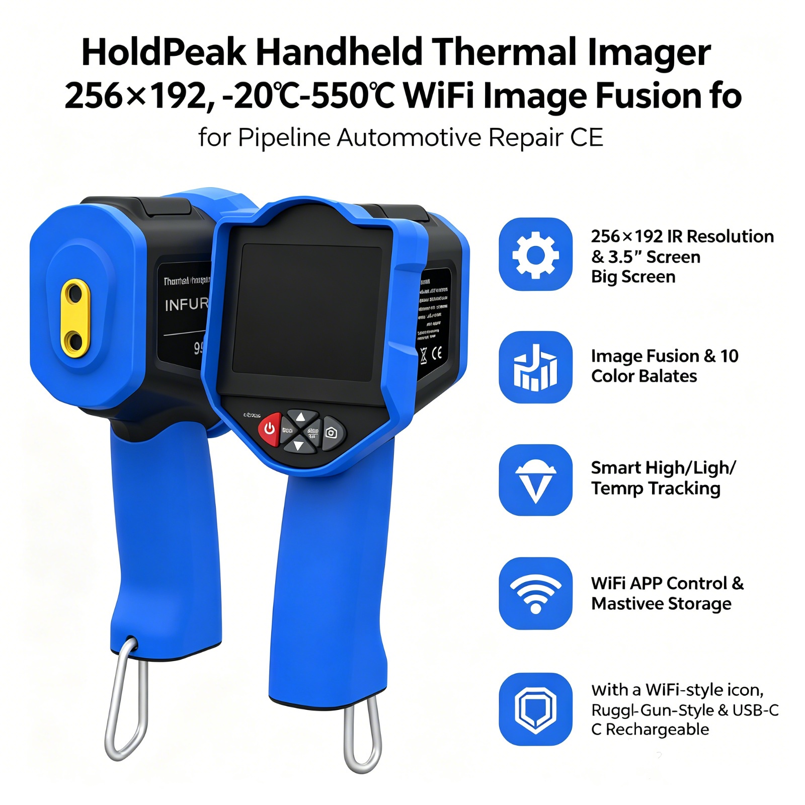 Thermal Imaging Camera 256X192 - 홀드피크 열화상 카메라, 256x192 IR, 3.5